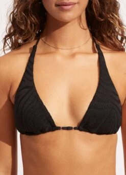Second Wave Longline Slide Tri Top - Black -Seafolly Sales Store 31412 968 Black 5
