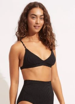 Second Wave Fixed Tri Bra - Black -Seafolly Sales Store 31415 968 Black 3