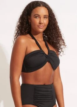 Seafolly Collective Halter Bandeau Bikini Top - Black -Seafolly Sales Store 33816 942 Black 8