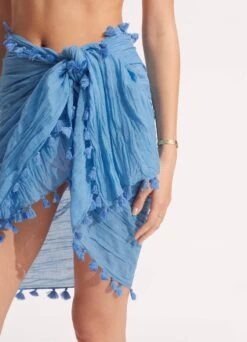 Cotton Gauze Sarong - Azure -Seafolly Sales Store 52965 SG Azure 6
