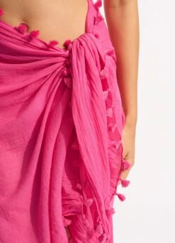Cotton Gauze Sarong - Fuchsia Rose -Seafolly Sales Store 52965 SG FuchsiaRos 6