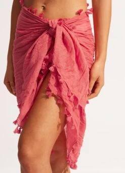 Cotton Gauze Sarong - Sun Kissed Coral -Seafolly Sales Store 52965 SG SunKisdCrl 6