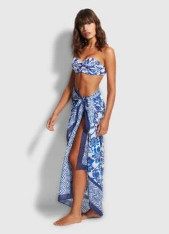 Modern Marina Pareo Sarong - Marina Blue -Seafolly Sales Store 54483 SG MarinaBlu 2 eacc2419 6243 4fa1 aa56 92a226a6bb86