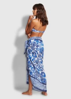 Modern Marina Pareo Sarong - Marina Blue -Seafolly Sales Store 54483 SG MarinaBlu 3