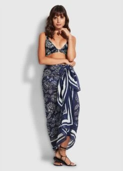Folklore Pareo - True Navy -Seafolly Sales Store 54602 SG True 20Navy 1