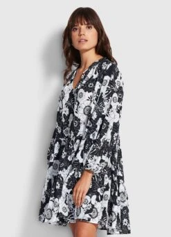 Summer Of Love Tiered Dress - Black -Seafolly Sales Store 54613 DR Black 3