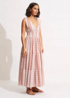 Textured Gingham Maxi Dress - Lilac -Seafolly Sales Store 54678 DR Lilac 3