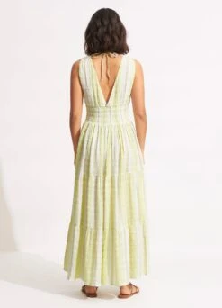 Textured Gingham Maxi Dress - Wild Lime -Seafolly Sales Store 54678 DR Wild 20Lime 5