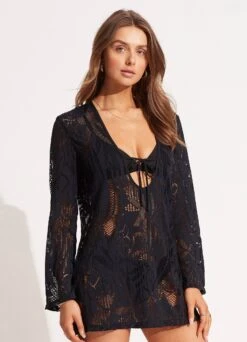 Islands Kaftan - Black -Seafolly Sales Store 54748 KA Black 3