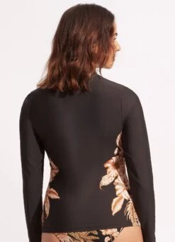 Castaway Long Sleeve Sunvest - Black -Seafolly Sales Store 60203 980 Black 4